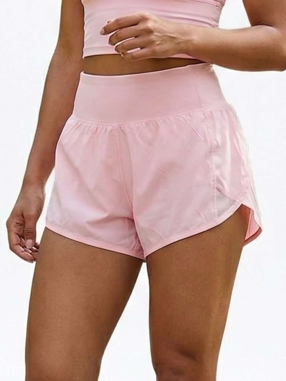 NWOT | Light Pink High Waisted Running Shorts Built-in Liner Zipper Pocket | Med